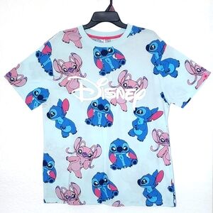 Disney Stitch & Angel Cotton Sleepwear Pyjama Top By Primark. Size M US 8 - 10